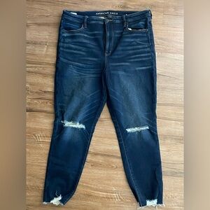 American Eagle Dark Blue Distressed Women's Jeans